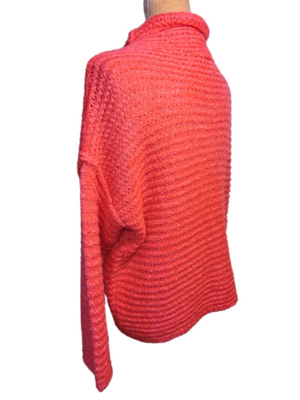 aerie Chunky Cable Knit Fuschia Cozy Sweater Drop Shoulder Cowl Neck Size XS - Picture 4 of 9